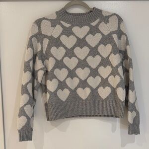 Old Navy Gray and Cream Heart Sweater